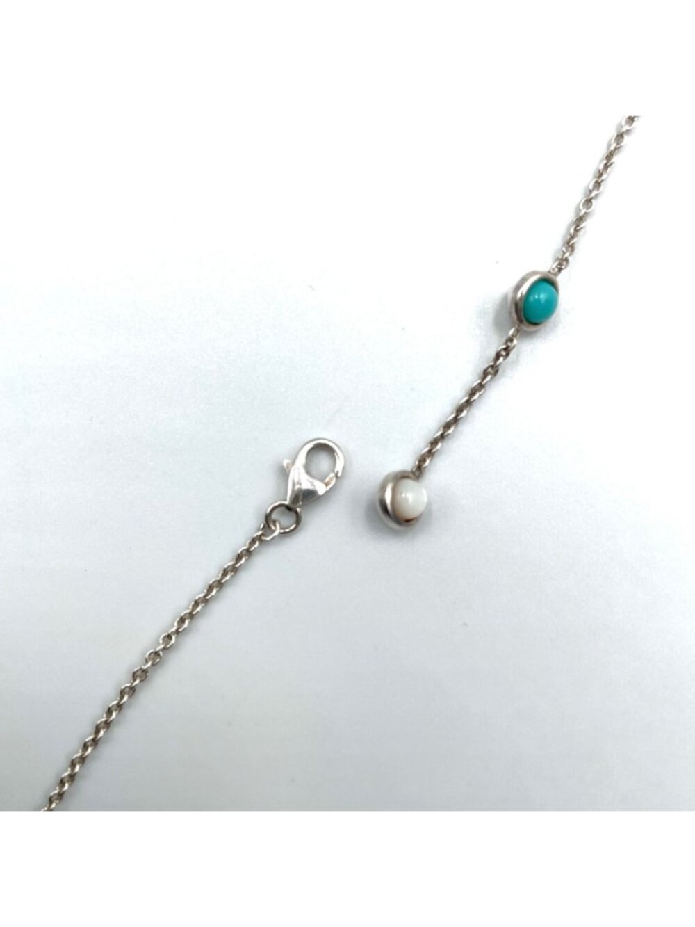 Gucci Double Mother of Pearl Resin Silver Turquoise Blue White Necklace - Picture 8 of 12